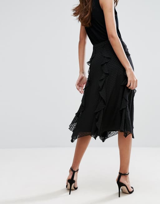 Warehouse black outlet ruffle skirt