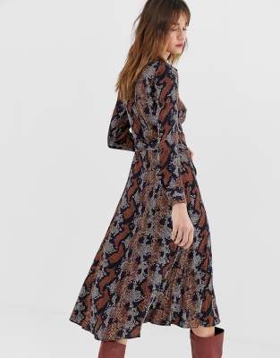 warehouse snake print shirt dress