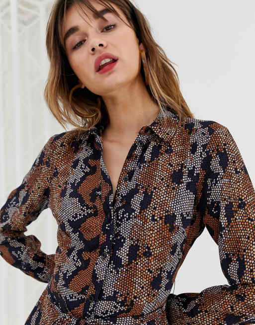 Warehouse animal shop print shirt dress