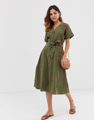 warehouse khaki dress