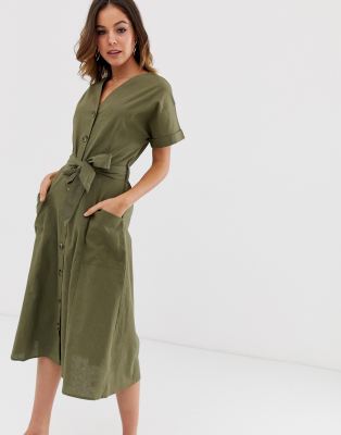 warehouse khaki shirt dress