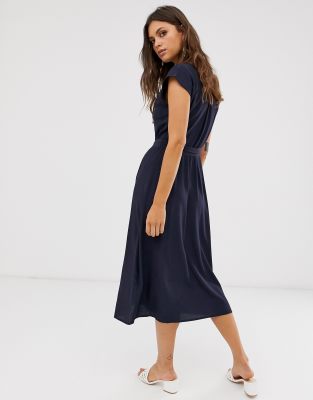 warehouse navy shirt dress