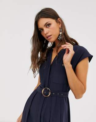 warehouse navy shirt dress