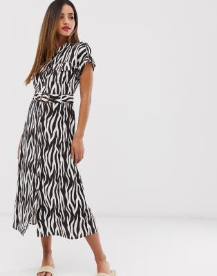 zebra print shirt dress