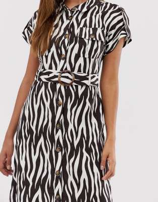 warehouse zebra print shirt dress