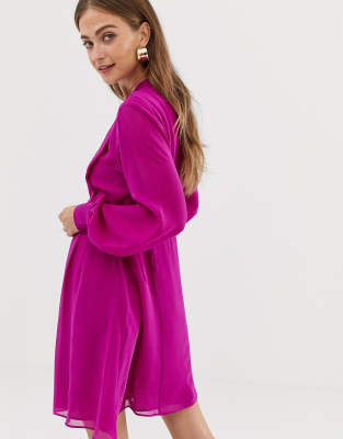 bright pink shirt dress