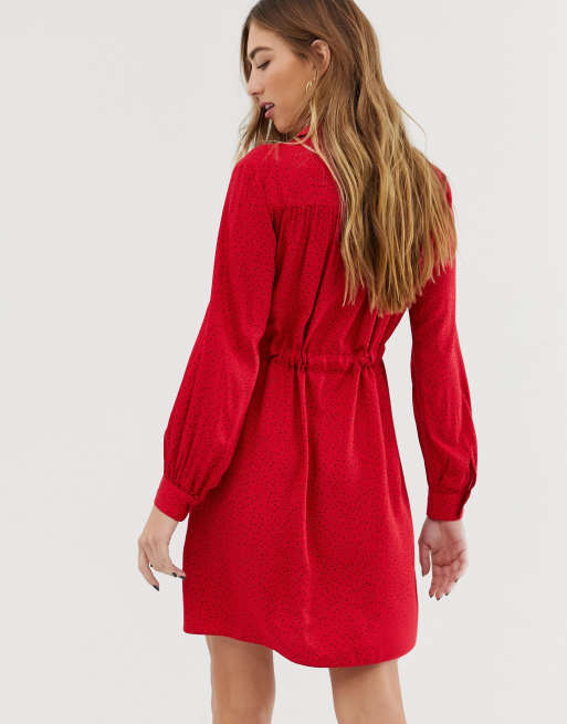 Warehouse red store shirt dress