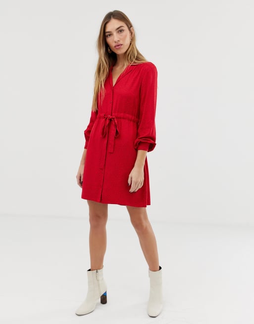 Warehouse red store shirt dress