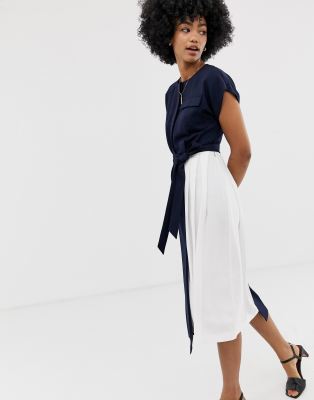 warehouse navy shirt dress