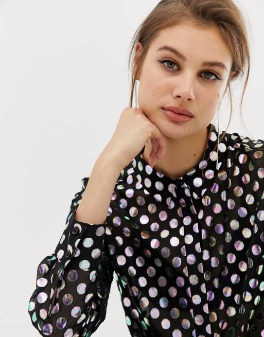 Warehouse polka dot top sales