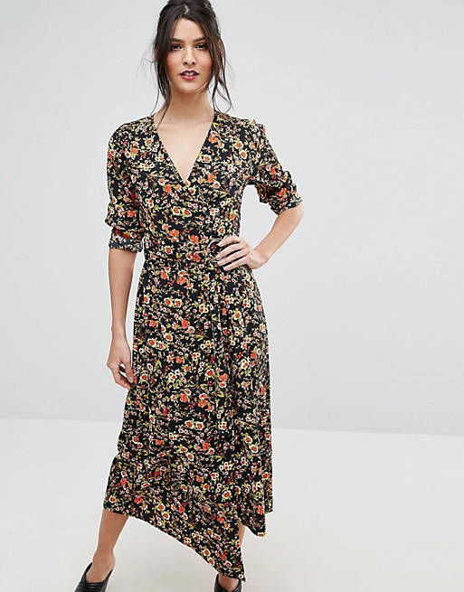 Warehouse Sidney Floral Wrap Dress | ASOS