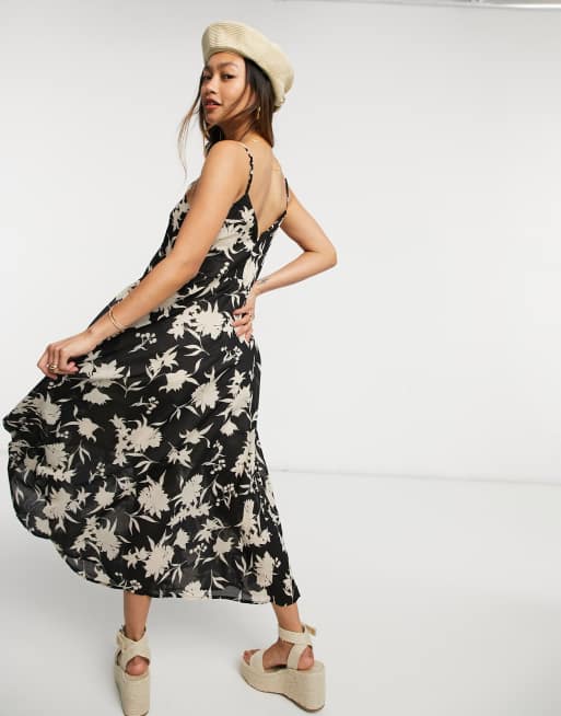 Black floral best sale cami dress