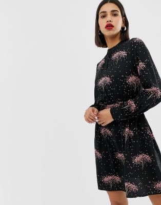 warehouse star tree print dress