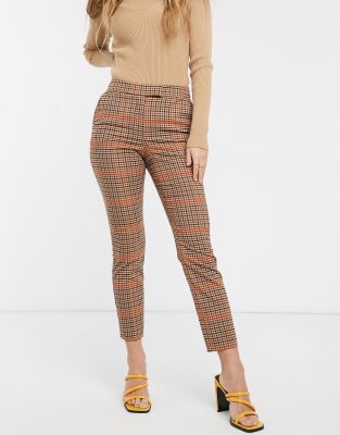 slim leg checked trousers