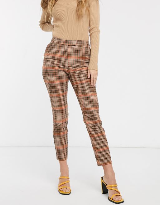 Checked slim hot sale leg trousers