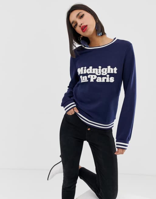 Navy slogan online sweatshirt