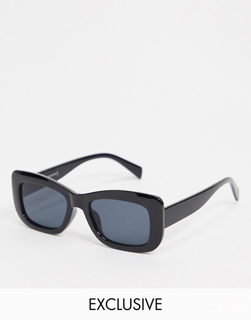 Warehouse square frame rectangular sunglasses in black