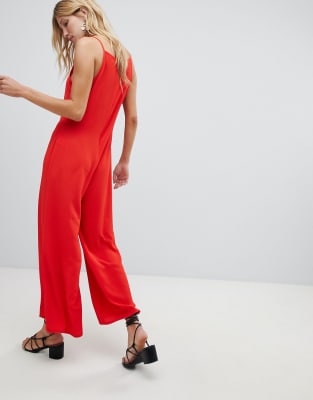 red square neck jumpsuit