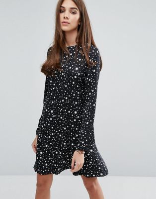 warehouse black star dress