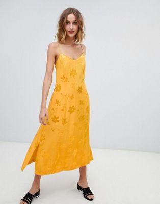 warehouse yellow midi dress
