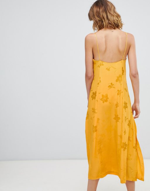 Warehouse yellow midi dress sale