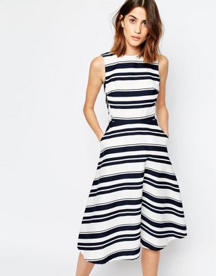 Warehouse Stripe Midi Dress | ASOS