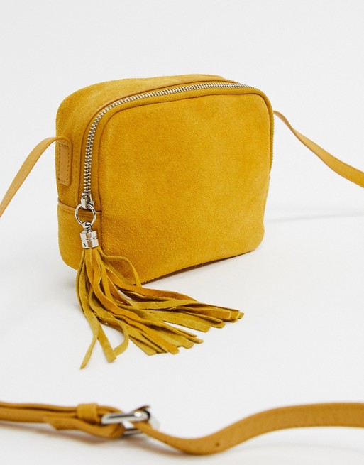 Warehouse suede camera bag in yellow
