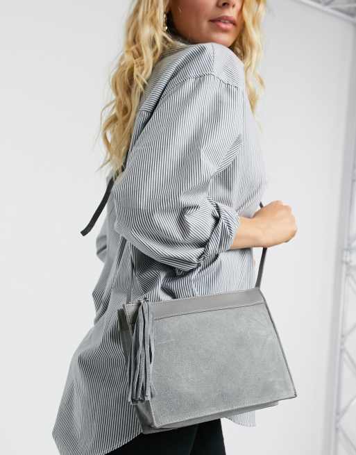 Gray suede deals crossbody bag