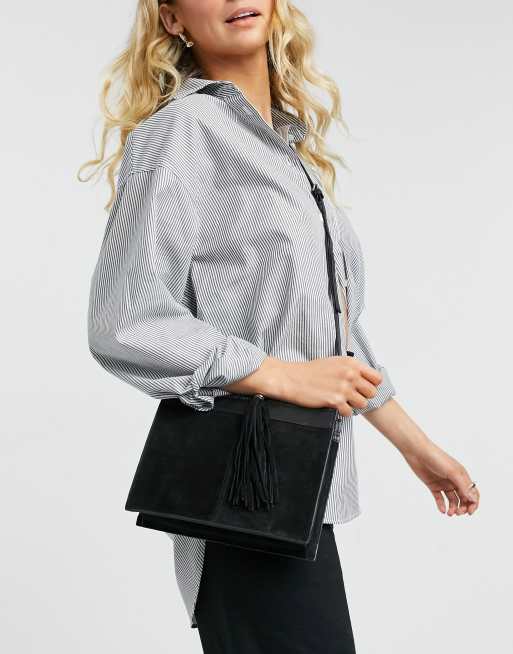 Black suede tassel discount bag