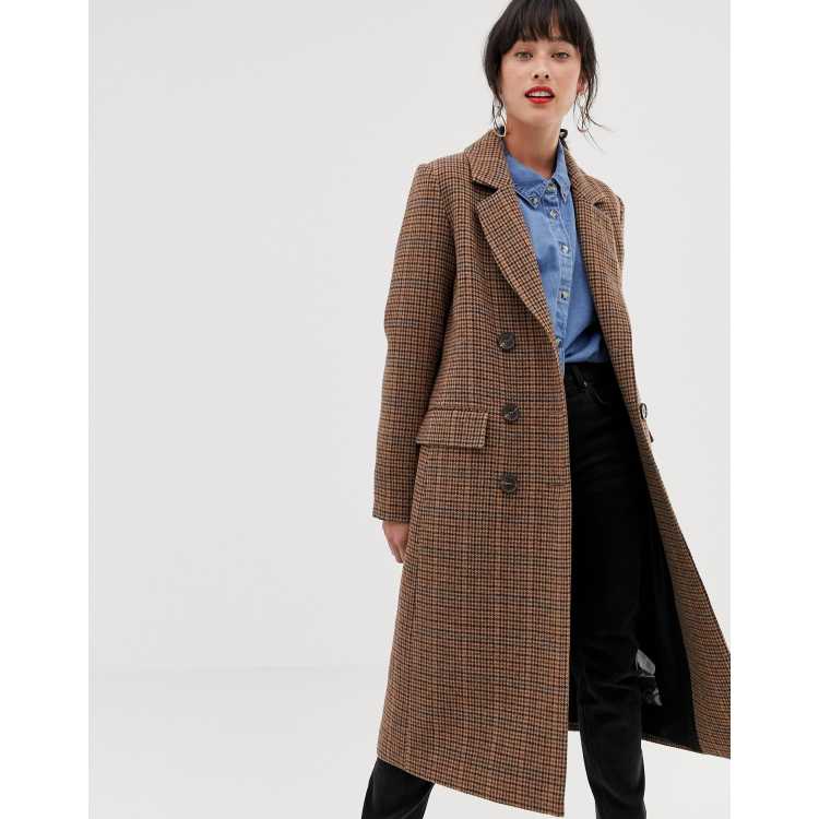 Warehouse tailored longline coat in check