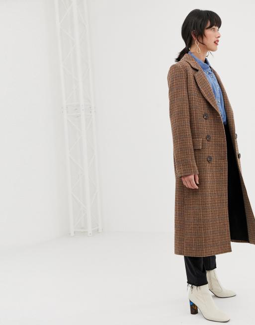 Warehouse tailored longline coat in check | ASOS