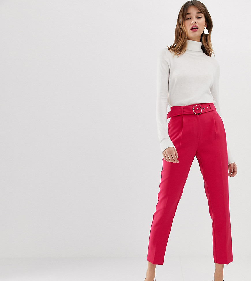 Warehouse tapered pants with o-ring belt in pink