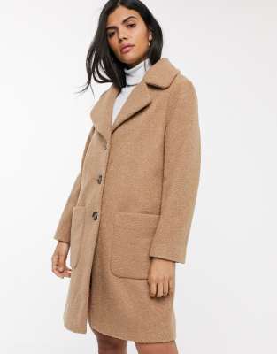 long camel teddy coat