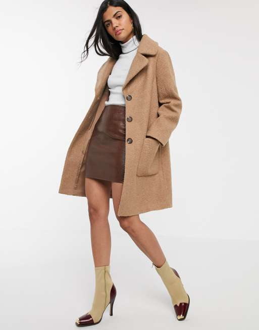 Warehouse teddy coat outlet tan