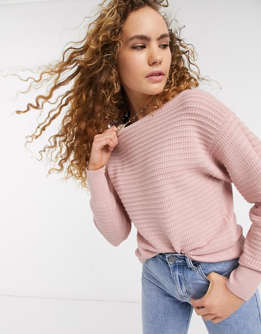 Warehouse textured boxy jumper in pink