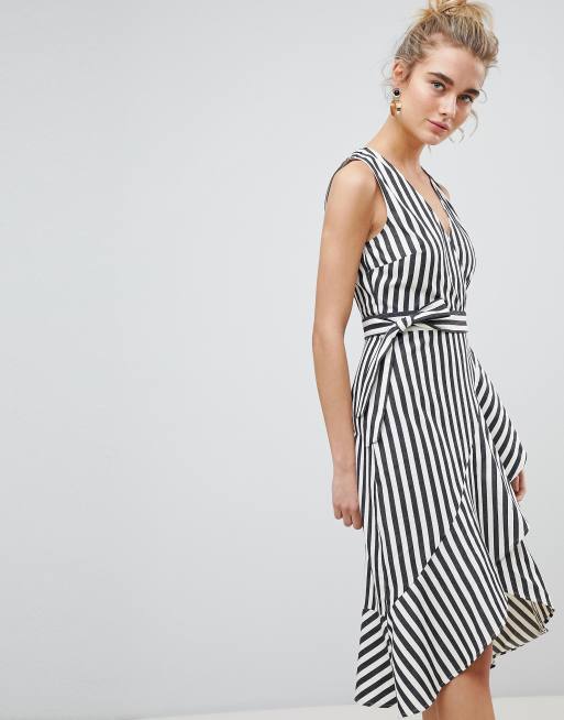 Warehouse stripe sale wrap dress