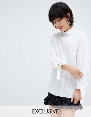 Tie Cuff Shirt-White