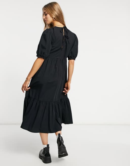 Black cotton hot sale midi dress