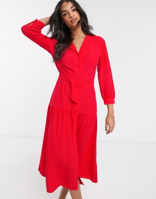 warehouse red shirt dress