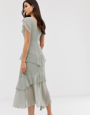 warehouse tiered ruffle maxi dress