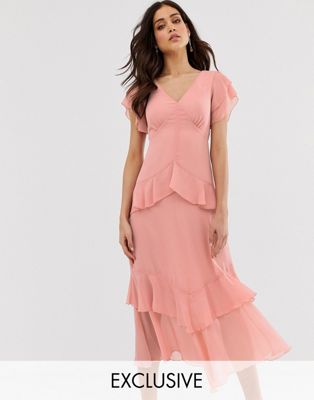 pink dress with ruffles