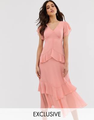 pink dress with ruffles