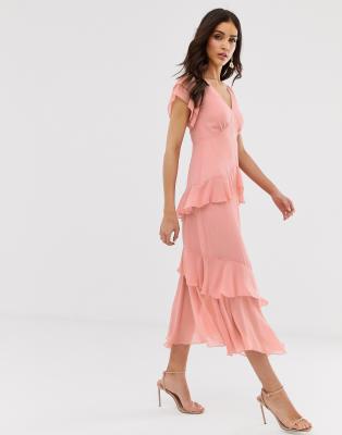 warehouse tiered ruffle maxi dress