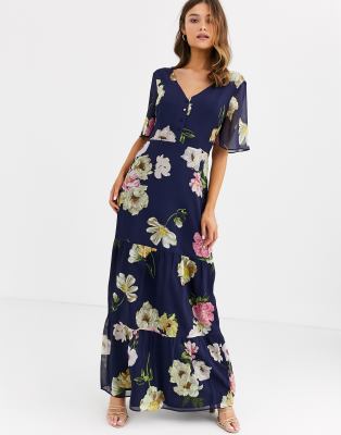 navy tiered maxi dress