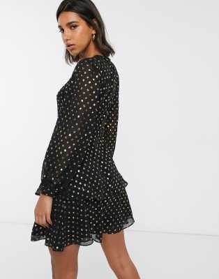 warehouse metallic spot dress