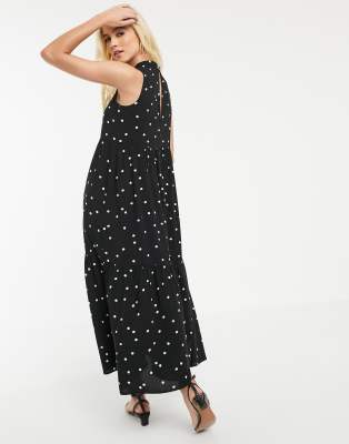 warehouse black spotty dress