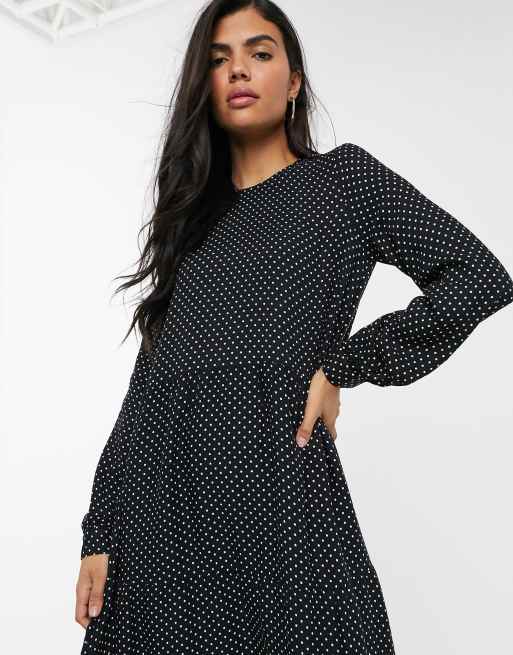 Warehouse black and hot sale white spot dress