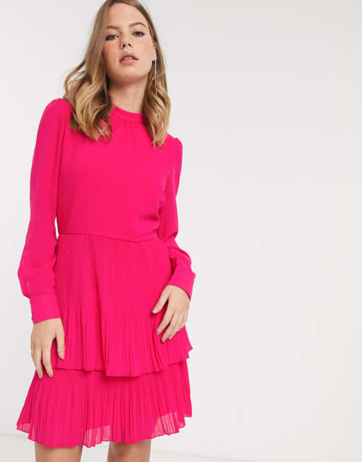 Warehouse pink shop pleated dress