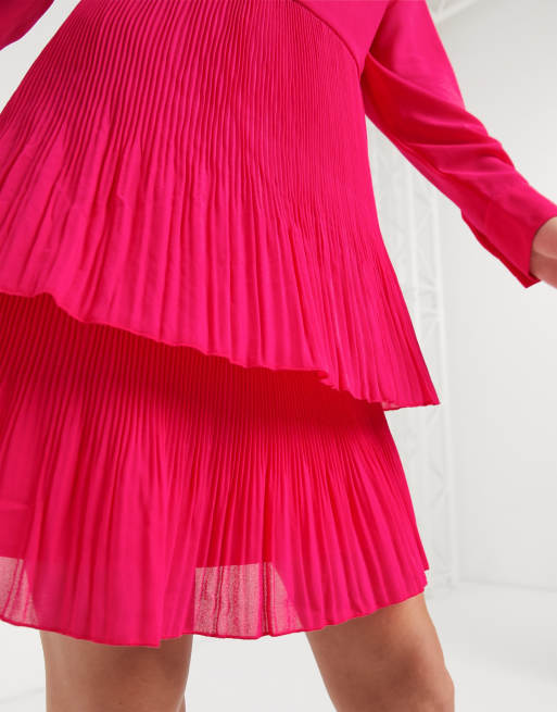 Warehouse pink 2025 pleated dress