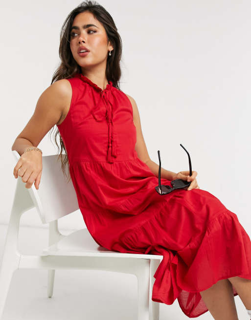 Warehouse red 2025 midi dress